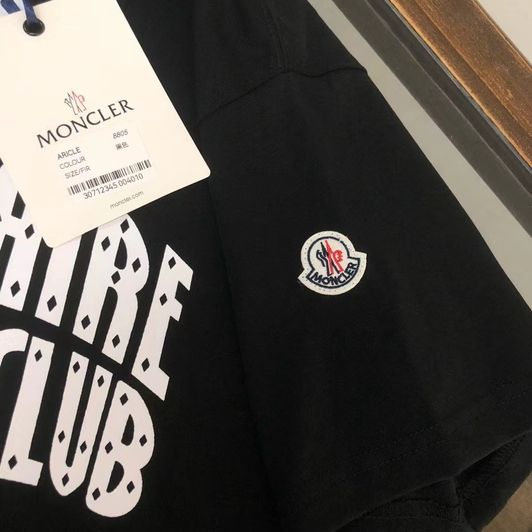 MONCLER Couple’s Cotton T-Shirt – Contrast Silicone Logo Print – Sizes S–XL