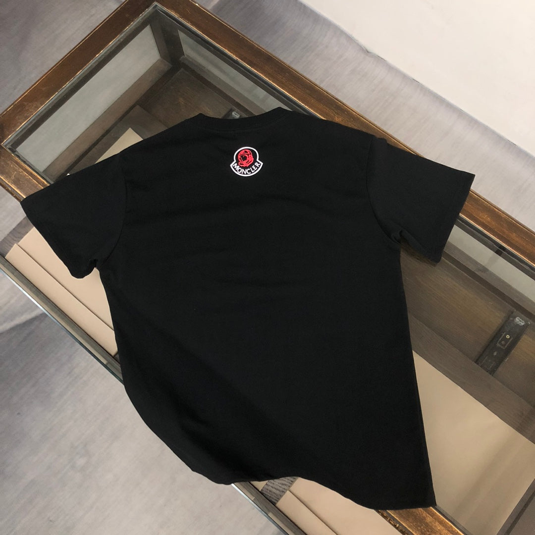 MONCLER Couple’s Cotton T-Shirt – Contrast Silicone Logo Print – Sizes S–XL