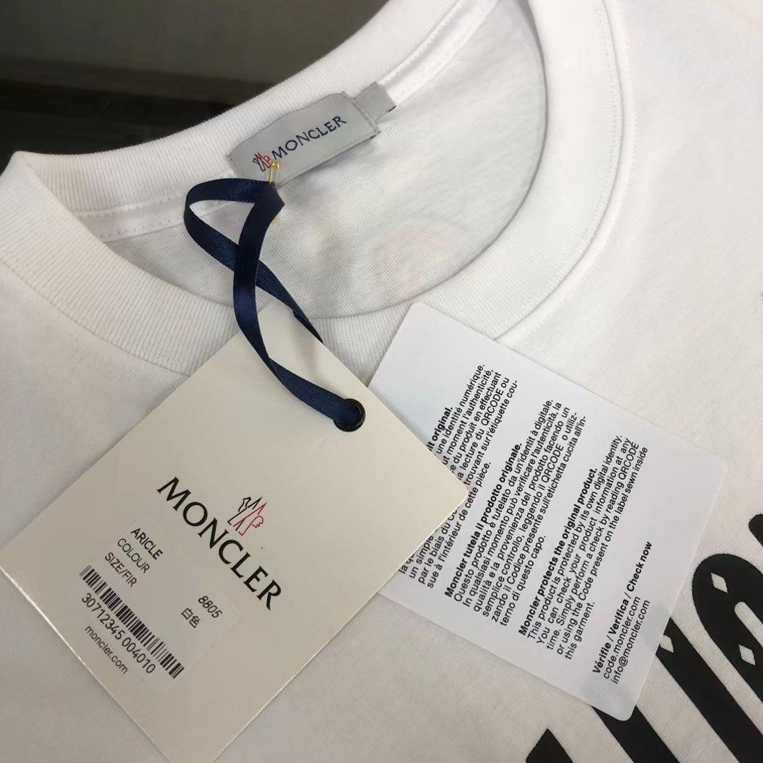 MONCLER Couple’s Cotton T-Shirt – Contrast Silicone Logo Print – Sizes S–XL