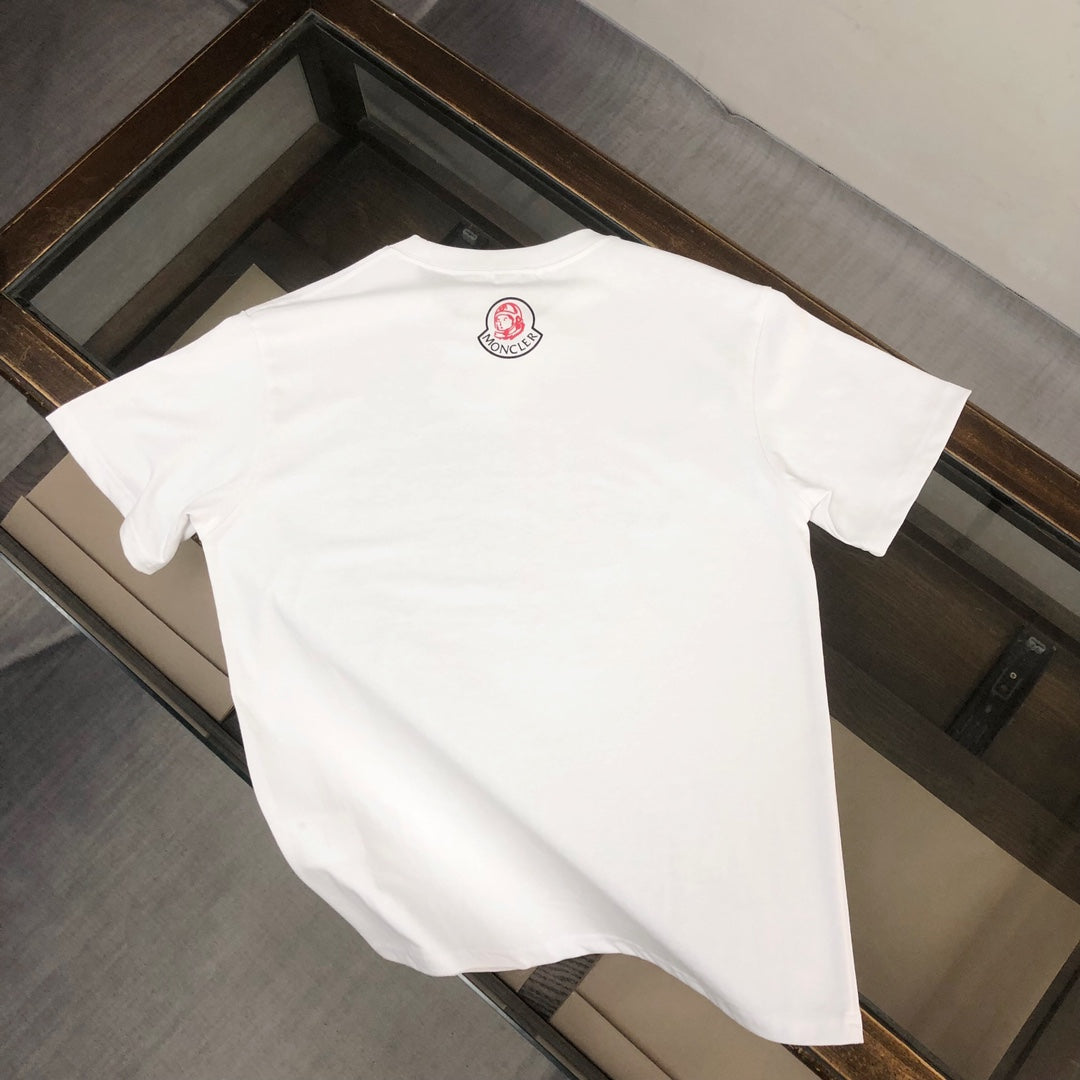 MONCLER Couple’s Cotton T-Shirt – Contrast Silicone Logo Print – Sizes S–XL
