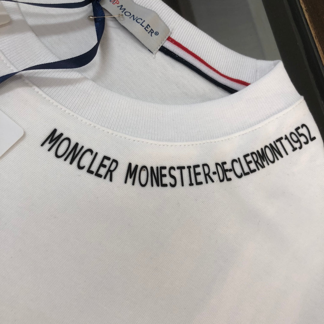 MONCLER Couple’s Cotton T-Shirt – Contrast Silicone Logo Print – Sizes S–XL