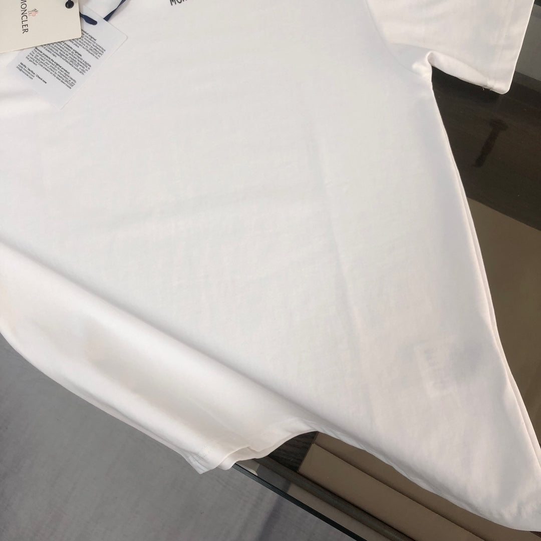 MONCLER Couple’s Cotton T-Shirt – Contrast Silicone Logo Print – Sizes S–XL