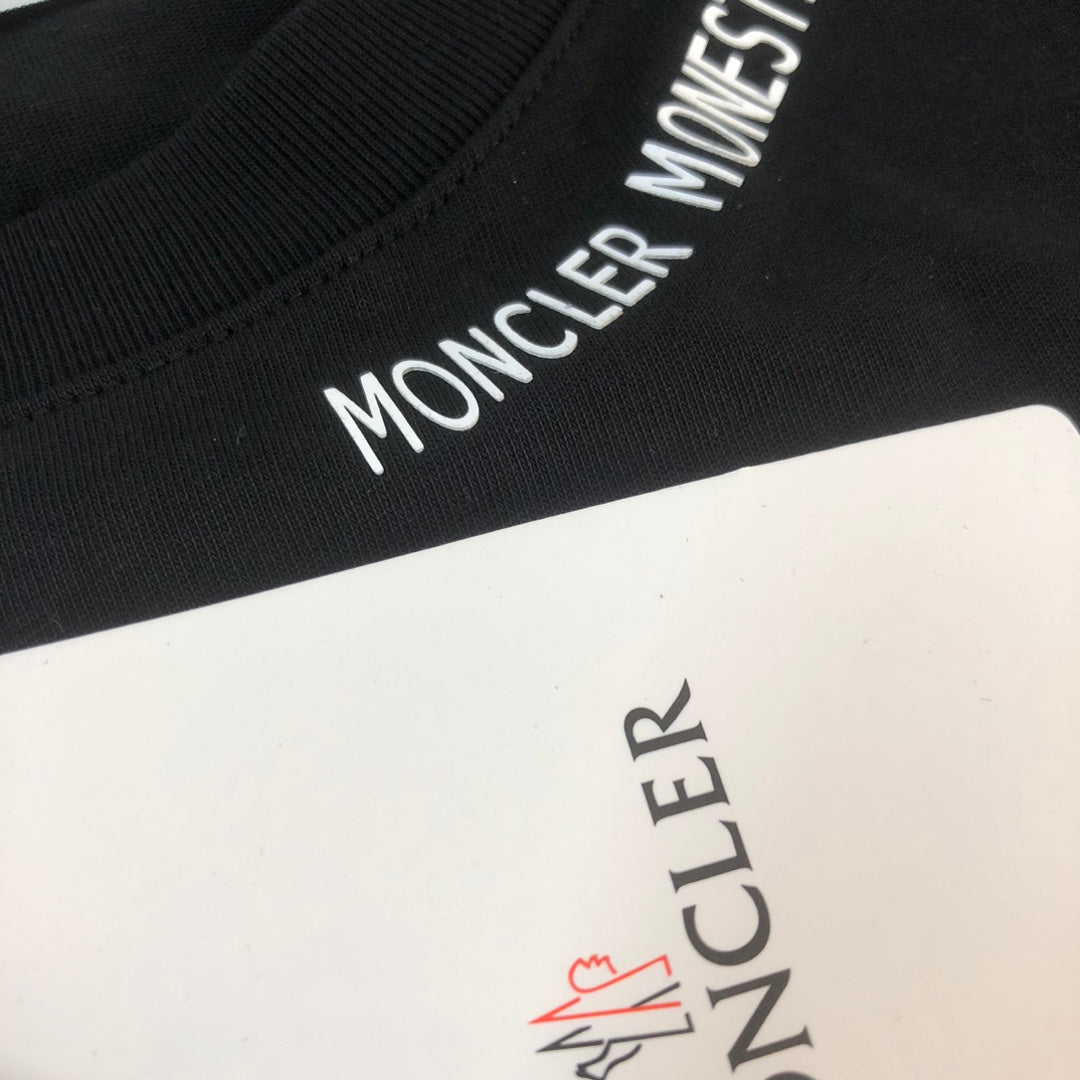 MONCLER Couple’s Cotton T-Shirt – Contrast Silicone Logo Print – Sizes S–XL