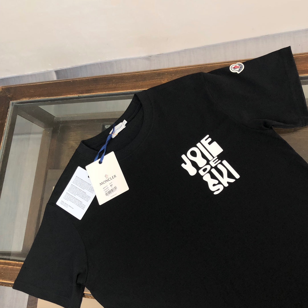 MONCLER Pure Cotton T-Shirt – 260g Custom Fabric – Embossed Logo Print – Sizes S–XL