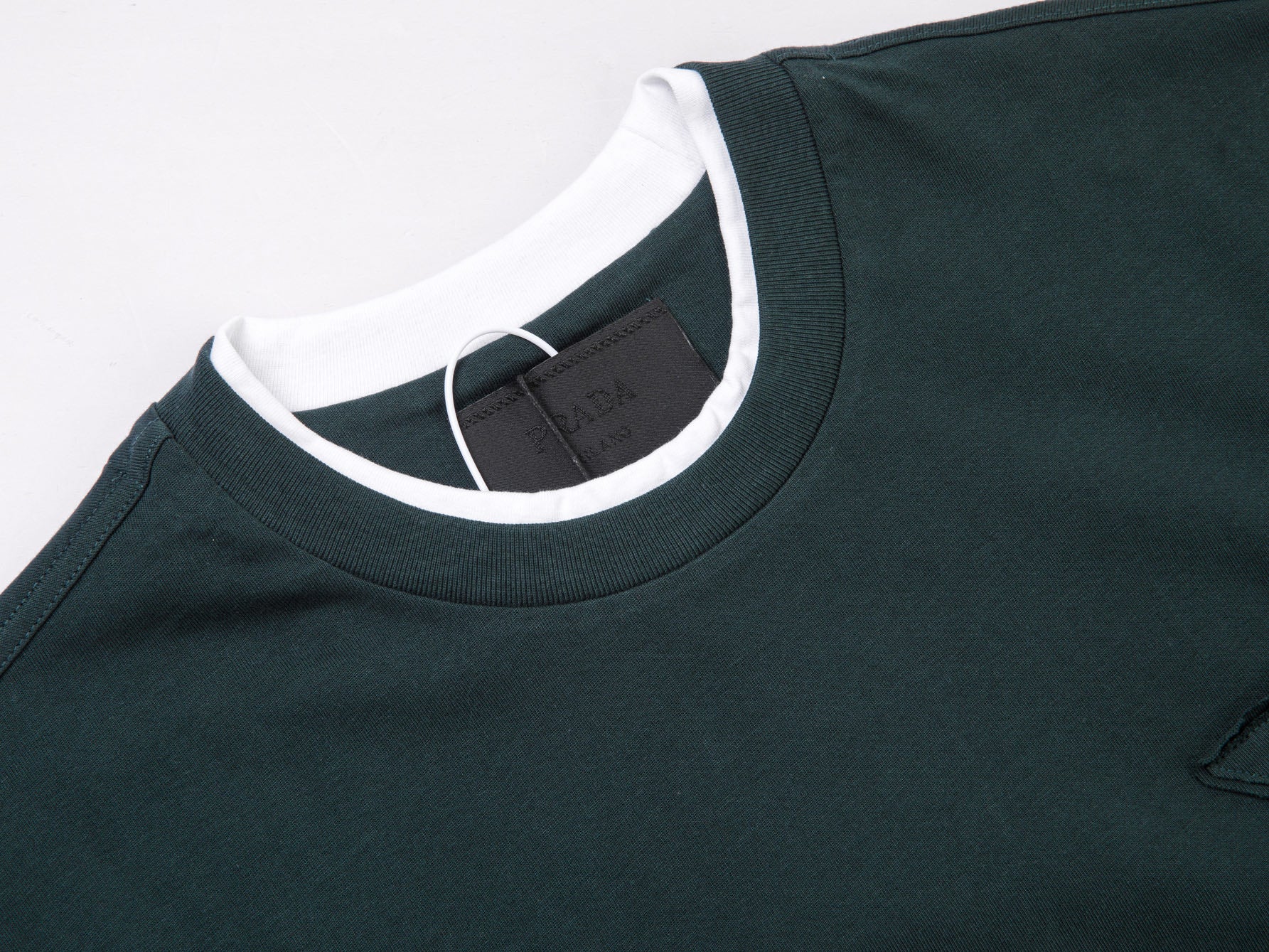 PRADA 2025 Dual-Layer Effect Triangle Logo Patch T-Shirt | S–XL