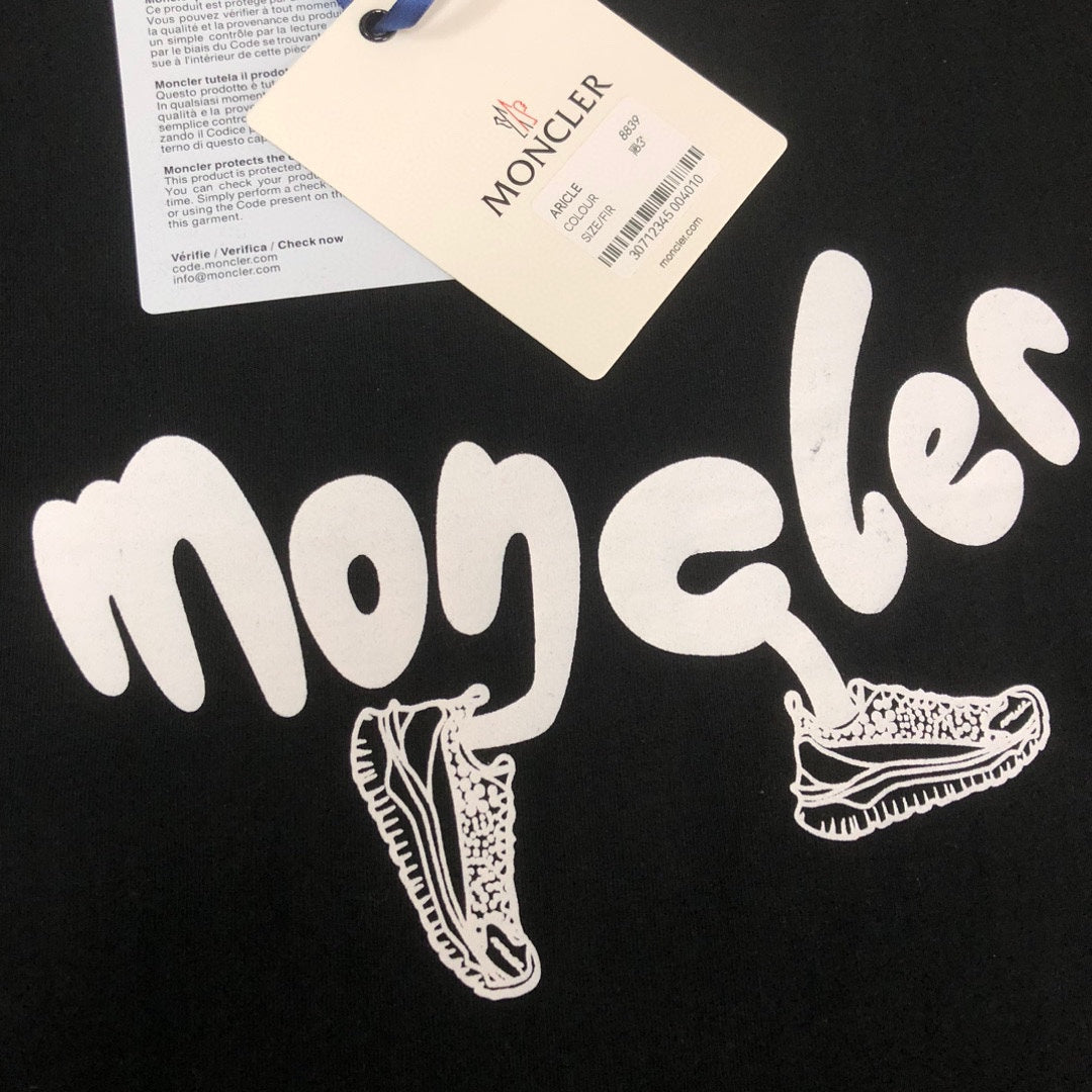 MONCLER Pure Cotton T-Shirt – 260g Custom Fabric – Embossed Logo Print – Sizes S–XL
