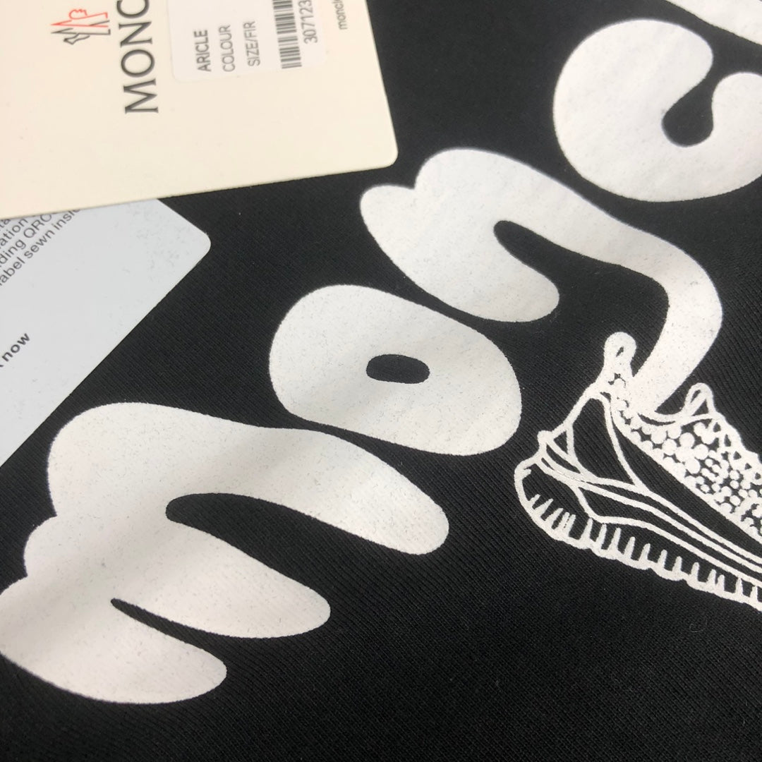 MONCLER Pure Cotton T-Shirt – 260g Custom Fabric – Embossed Logo Print – Sizes S–XL