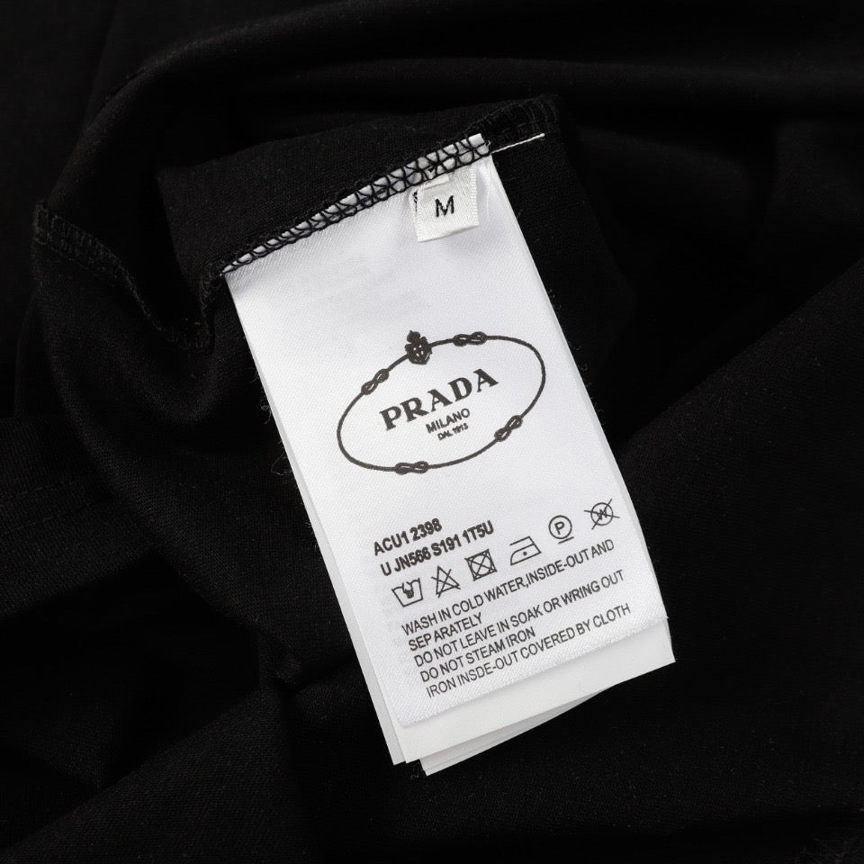 PRADA 24SS Double Appliqué Embroidered Cotton T-Shirt | S–XL