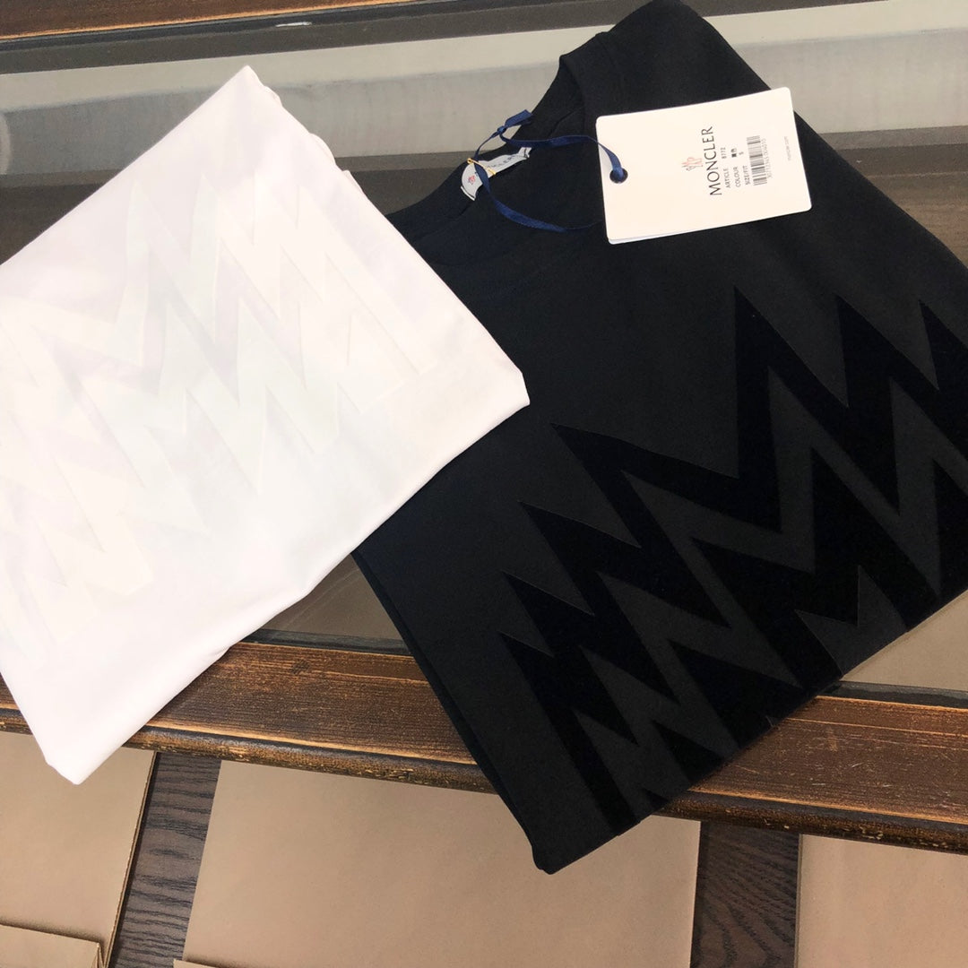 MONCLER Pure Cotton T-Shirt – 260g Custom Fabric – Velvet “M” Logo – Sizes S–XL