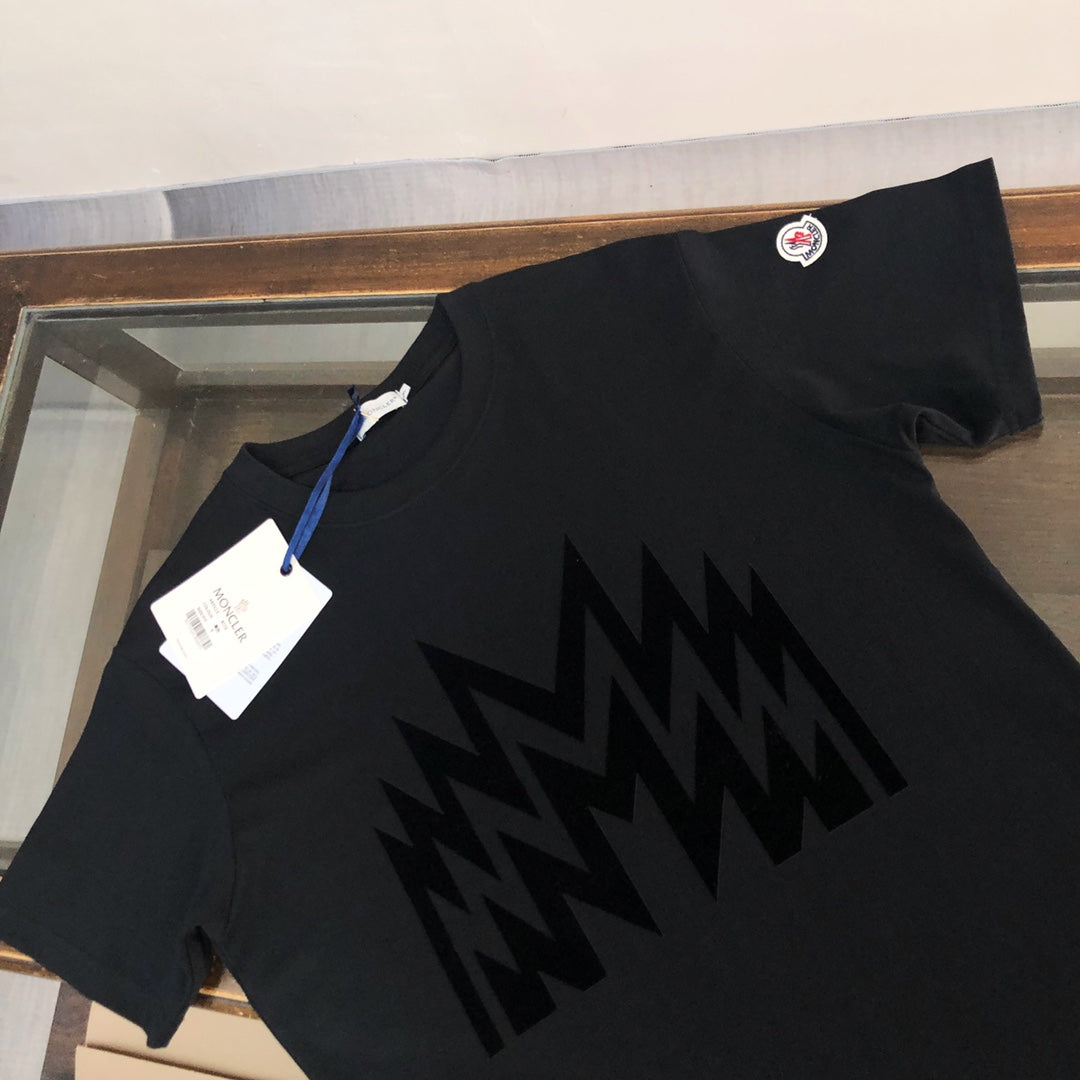 MONCLER Pure Cotton T-Shirt – 260g Custom Fabric – Velvet “M” Logo – Sizes S–XL