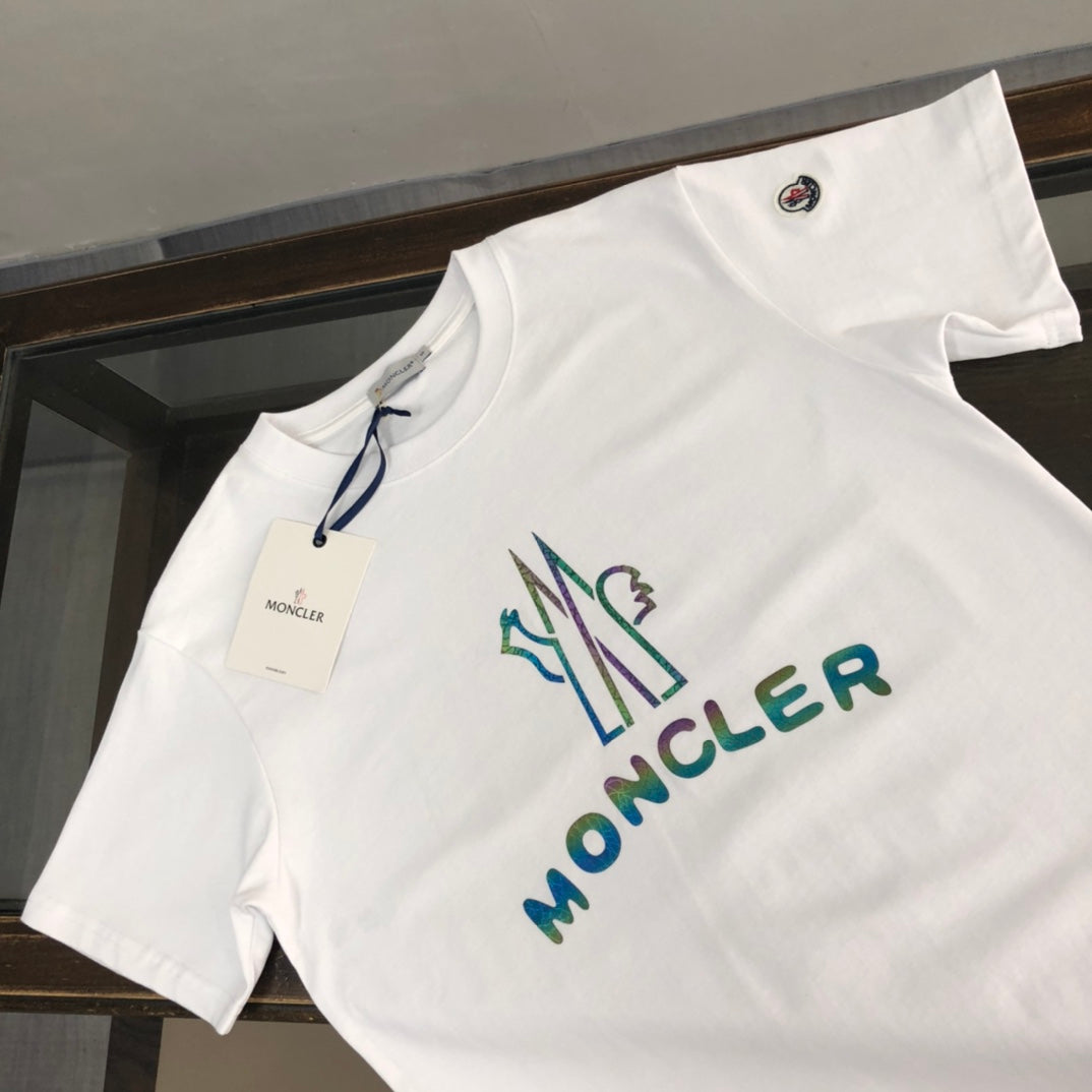 MONCLER Pure Cotton T-Shirt – 260g Custom Fabric – Printed Logo Design – Sizes S–XL