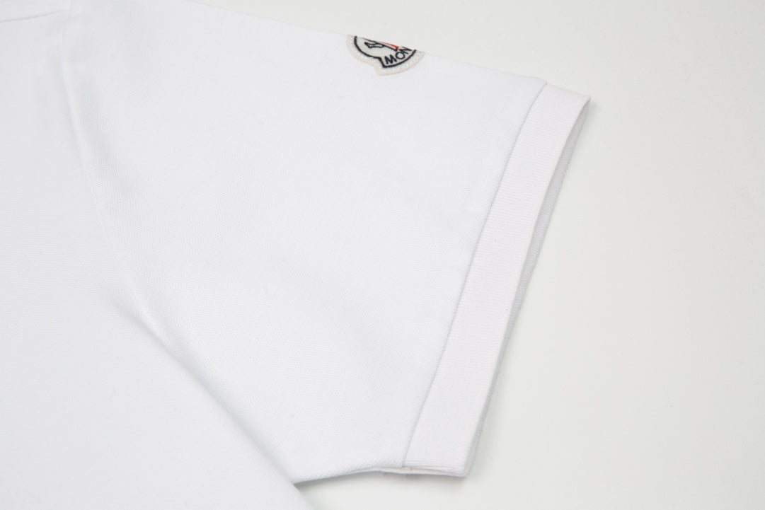 MONCLER Polo Shirt – Premium Piqué Cotton – Summer New Collection – White – Sizes M–3XL