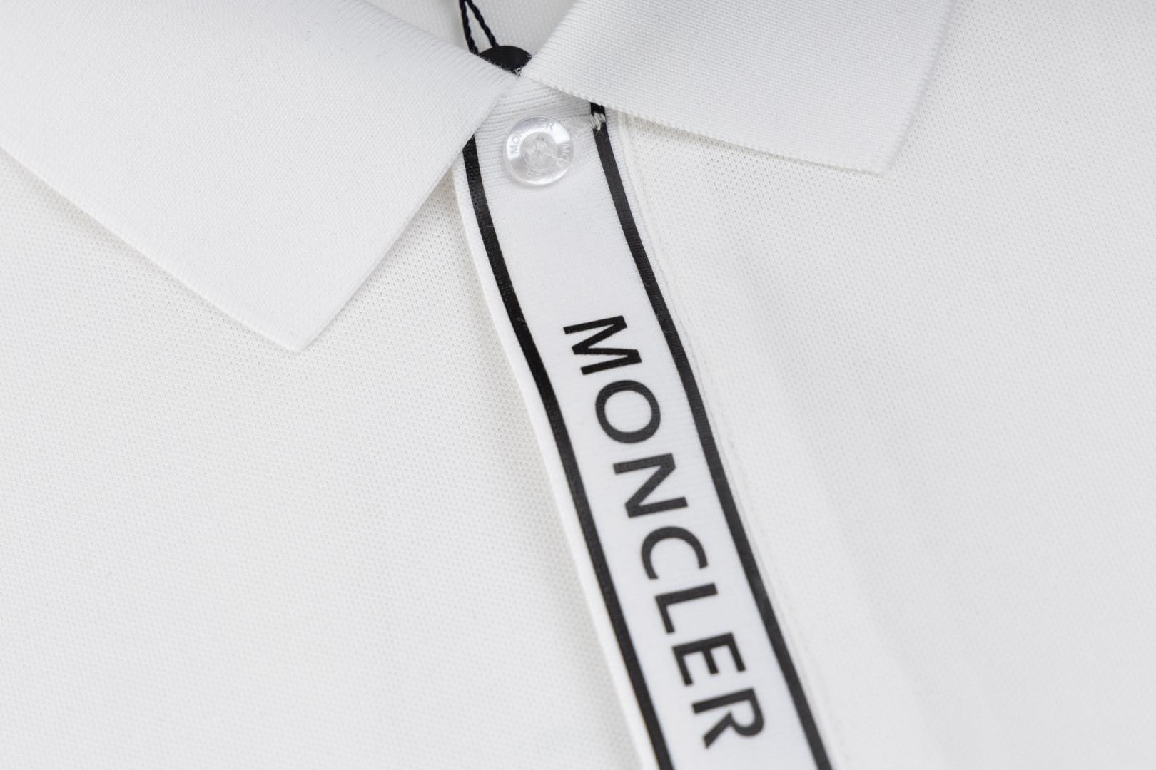 MONCLER Polo Shirt – Retro Contrast Collar – White – Sizes M–3XL