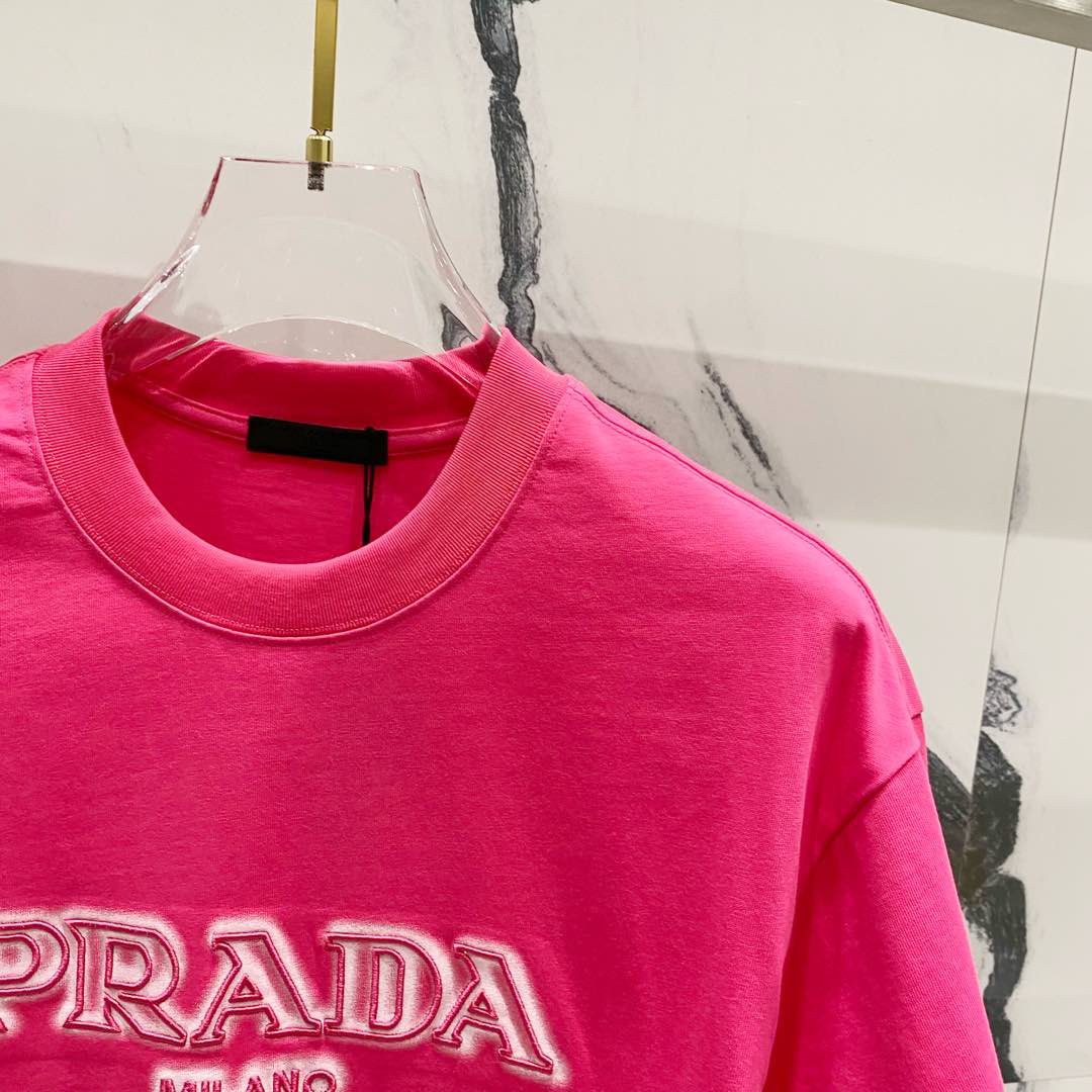 PRADA 320g Embroidered + Spray-Print Logo Cotton T-Shirt | S–XL