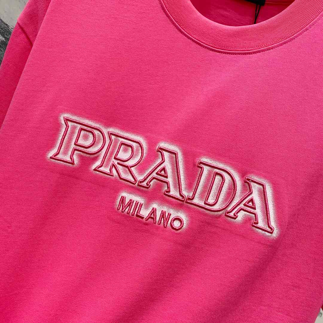PRADA 320g Embroidered + Spray-Print Logo Cotton T-Shirt | S–XL
