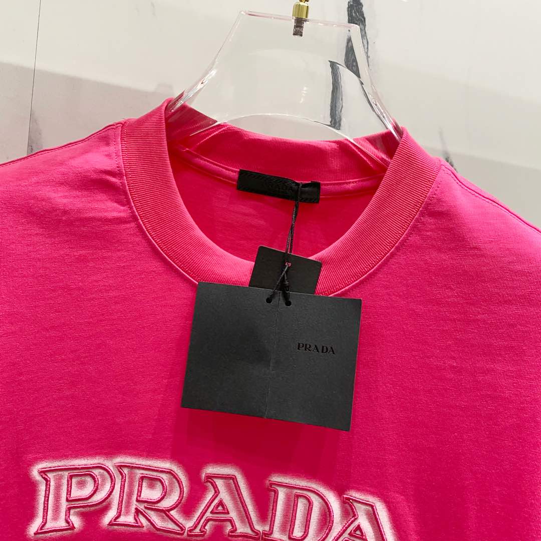 PRADA 320g Embroidered + Spray-Print Logo Cotton T-Shirt | S–XL
