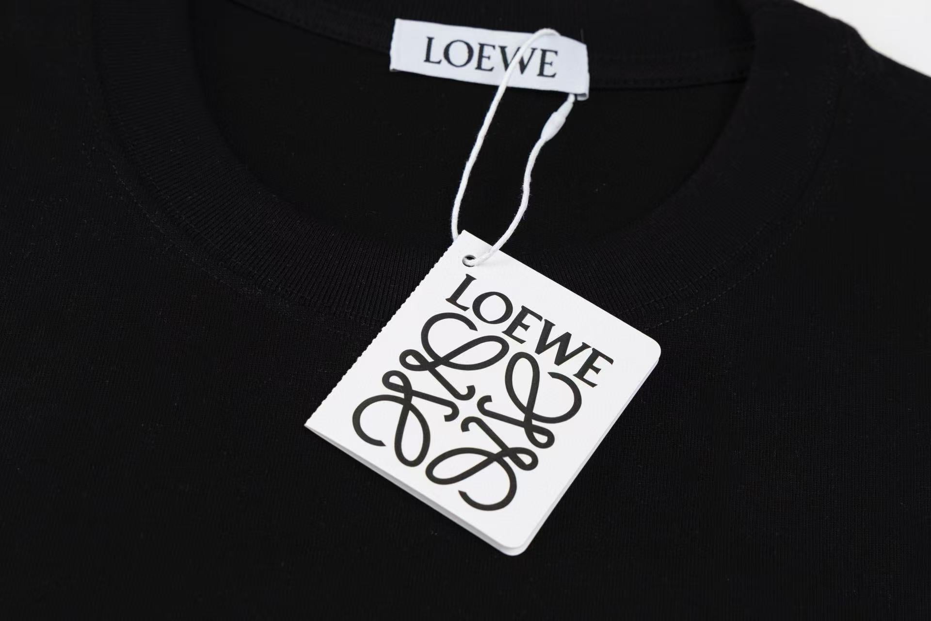 LOEWE 2025 Summer Logo Embroidered Cotton T-Shirt | Unisex | Black/White | S–XL