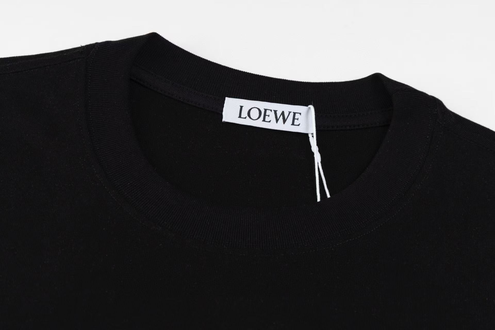 LOEWE 2025 Summer Logo Embroidered Cotton T-Shirt | Unisex | Black/White | S–XL