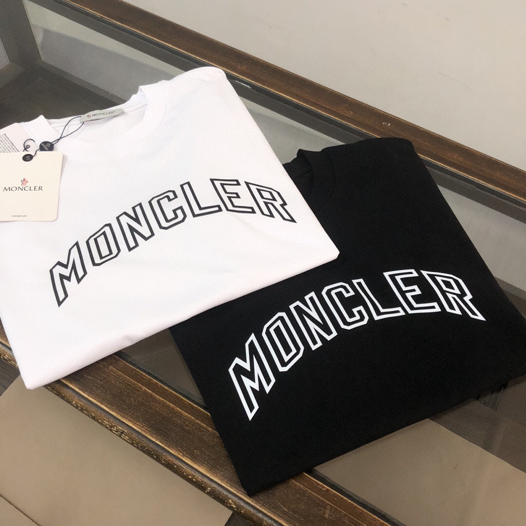 MONCLER T-Shirt – 2025 Couples Collection Logo Print – Black/White – Sizes S–XL