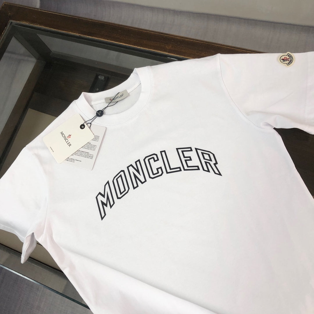 MONCLER T-Shirt – 2025 Couples Collection Logo Print – Black/White – Sizes S–XL