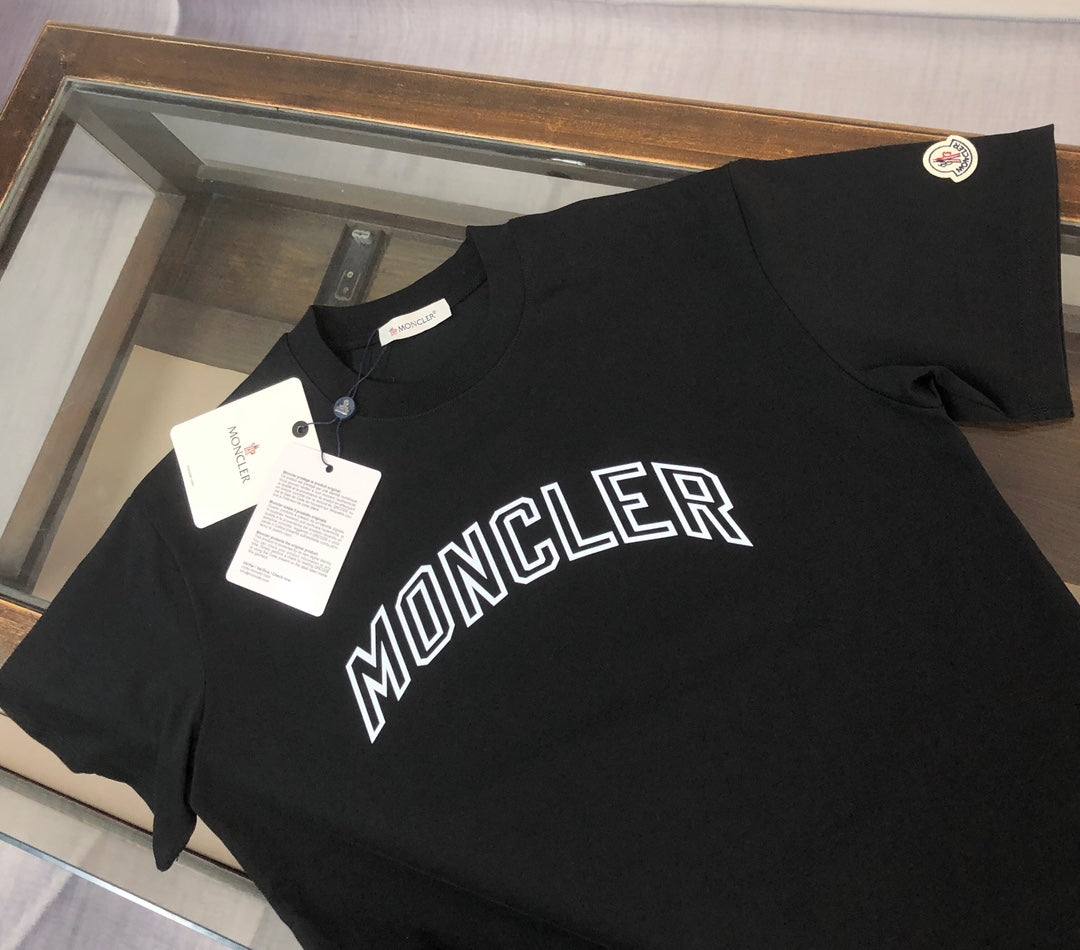 MONCLER T-Shirt – 2025 Couples Collection Logo Print – Black/White – Sizes S–XL