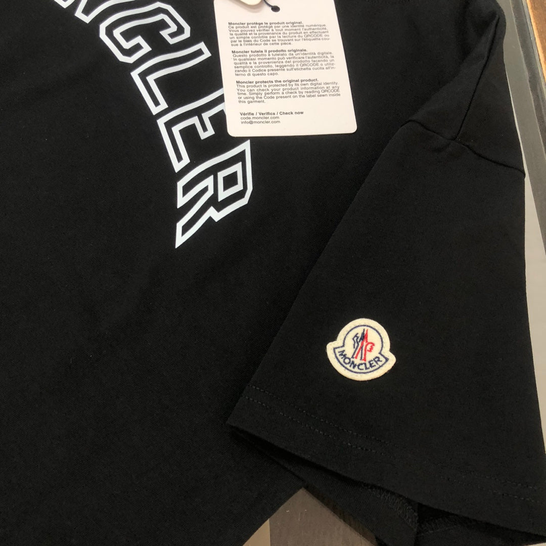 MONCLER T-Shirt – 2025 Couples Collection Logo Print – Black/White – Sizes S–XL