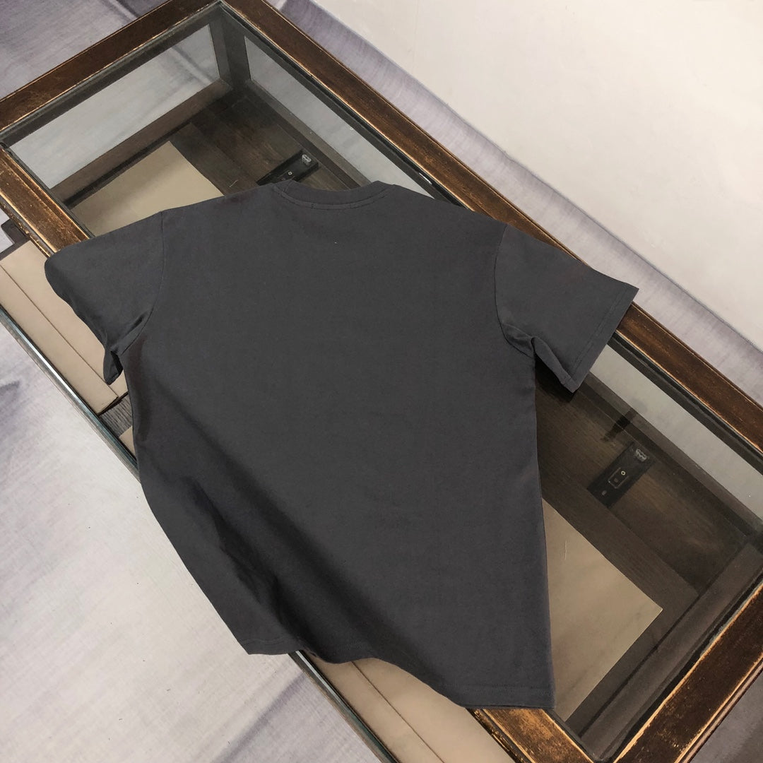 MONCLER T-Shirt – 2025 Couples Collection Logo Graphic Print – Black/White/Dark Gray – Sizes S–XL