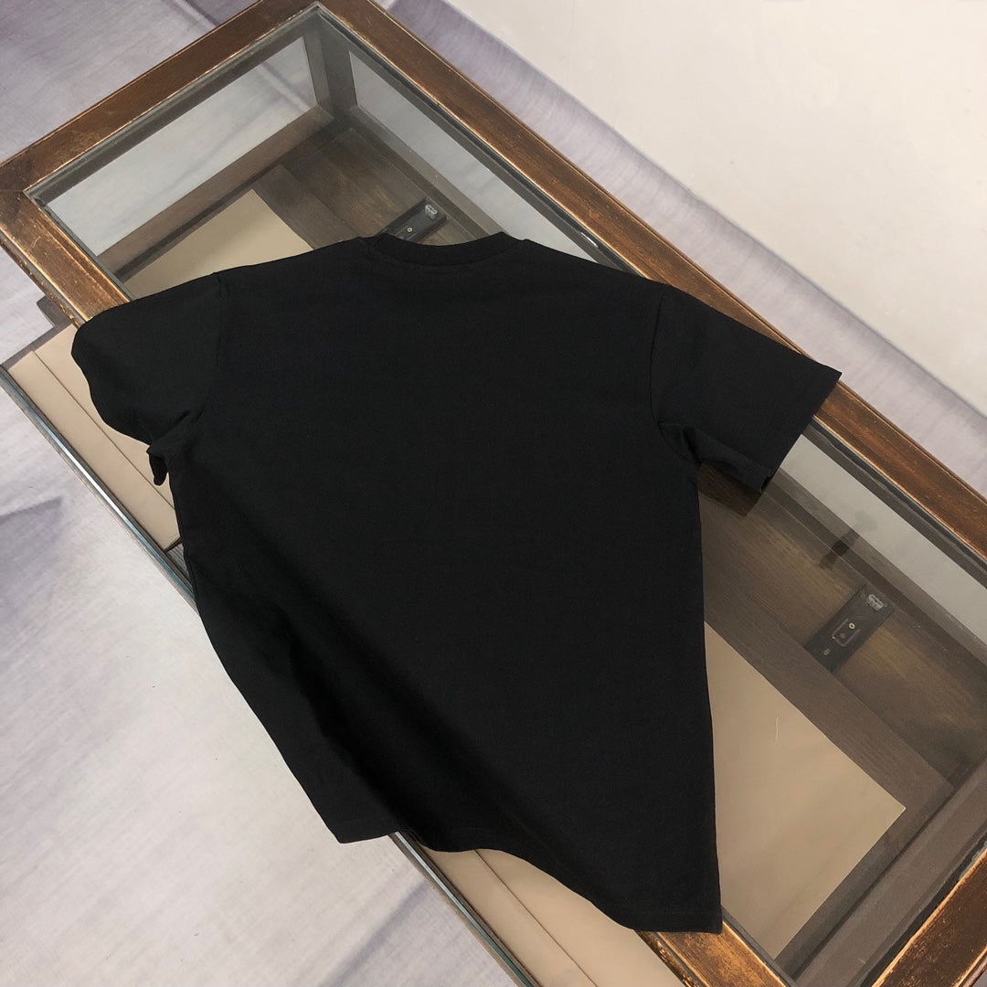 MONCLER T-Shirt – 2025 Couples Collection Logo Graphic Print – Black/White/Dark Gray – Sizes S–XL