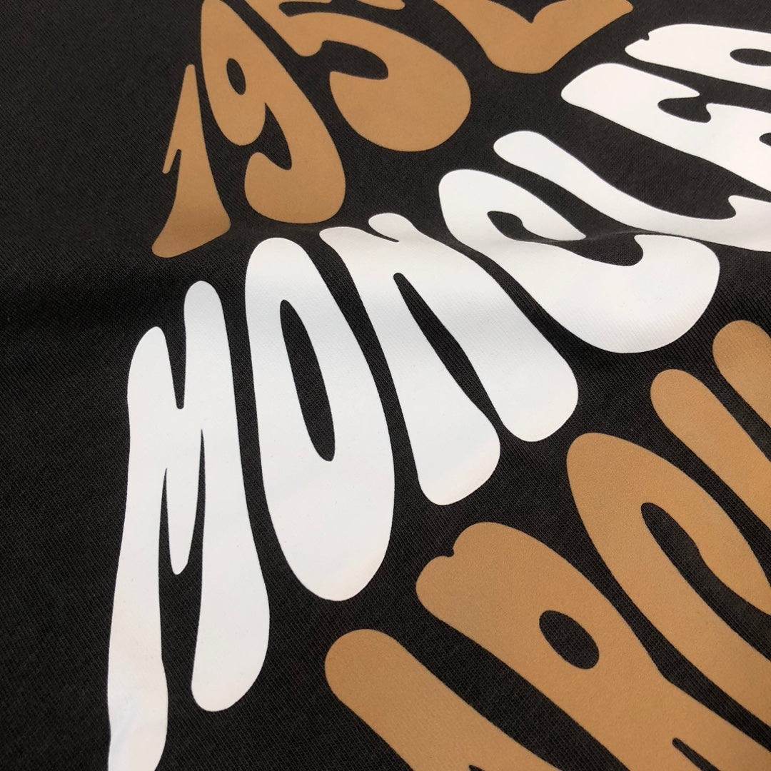 MONCLER T-Shirt – 2025 Couples Collection Logo Graphic Print – Black/White/Dark Gray – Sizes S–XL