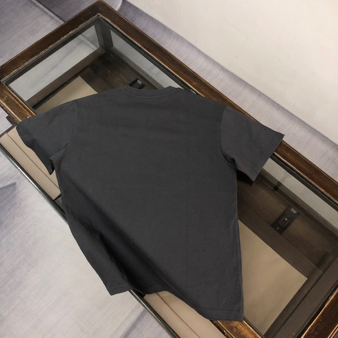 MONCLER T-Shirt – 2025 Couples Collection Logo Graphic Print – Black/White/Dark Gray – Sizes S–XL