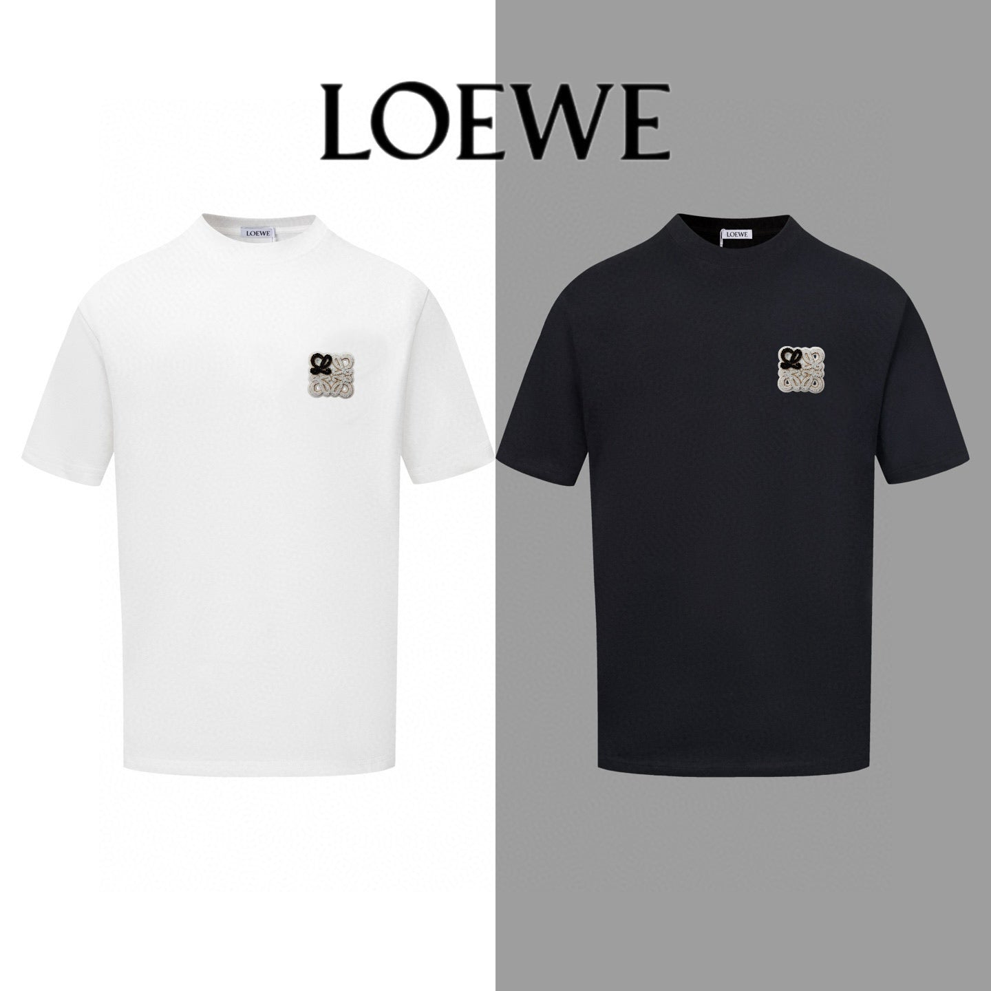LOEWE 2025 Summer Logo Embroidered T-Shirt | Unisex | Black/White | S–XL
