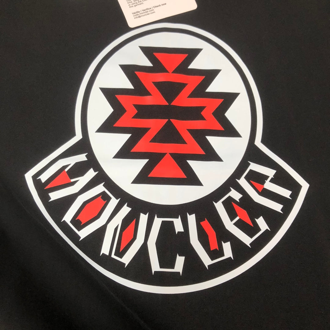 MONCLER T-Shirt – 2025 Couples Collection Logo Graphic Print – Black/White/Dark Gray – Sizes S–XL