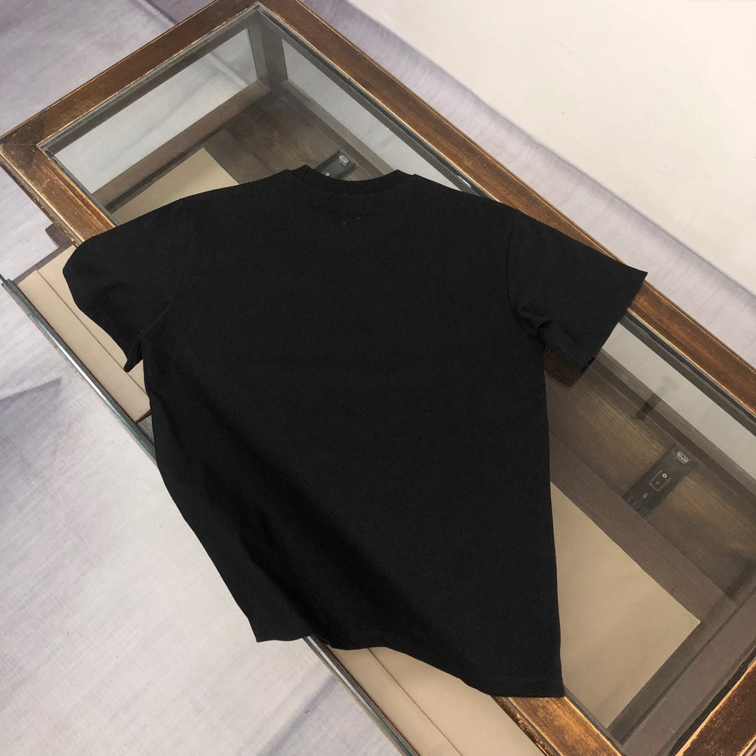 MONCLER T-Shirt – 2025 Couples Collection Logo Graphic Print – Black/White/Dark Gray – Sizes S–XL