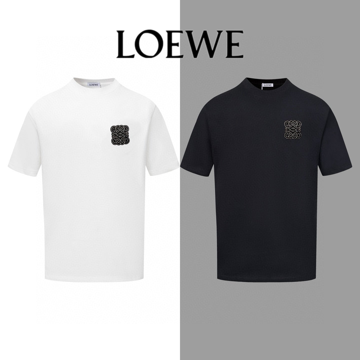 LOEWE 2025 Summer Logo Embroidered T-Shirt | Unisex | Black/White | S–XL