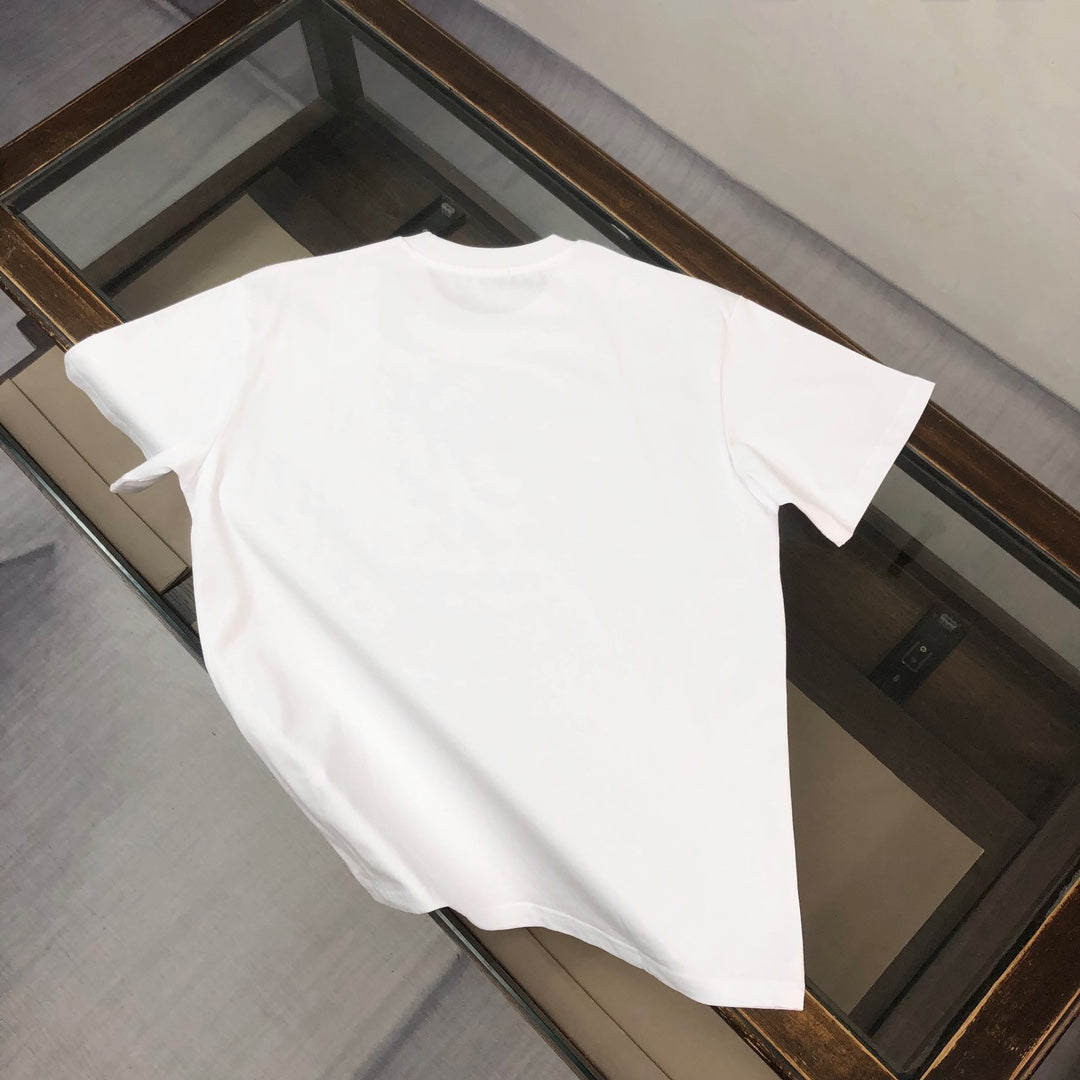 MONCLER T-Shirt – 2025 Couples Collection Logo Graphic Print – Black/White/Dark Gray – Sizes S–XL