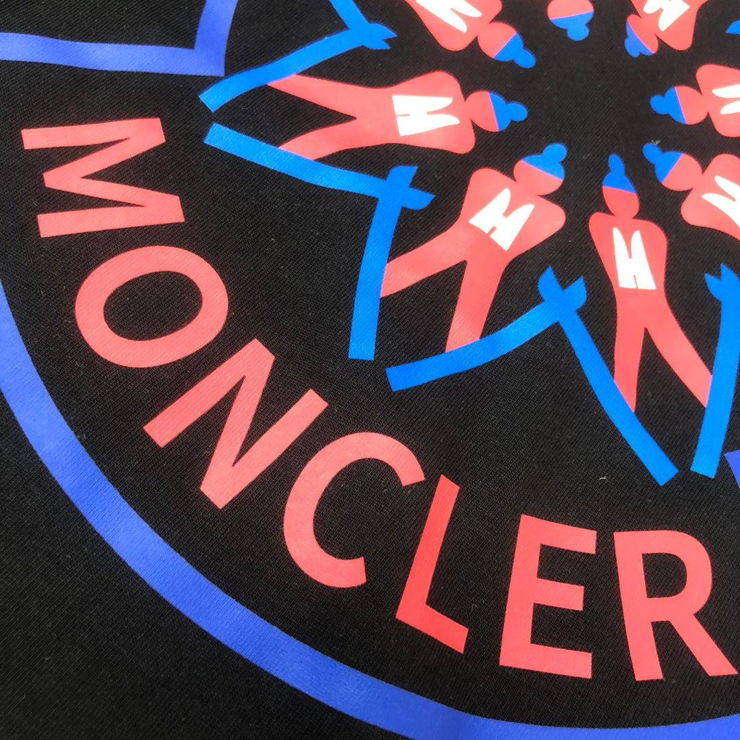 MONCLER T-Shirt – 2025 Couples Collection Logo Graphic Print – Black/White/Dark Gray – Sizes S–XL