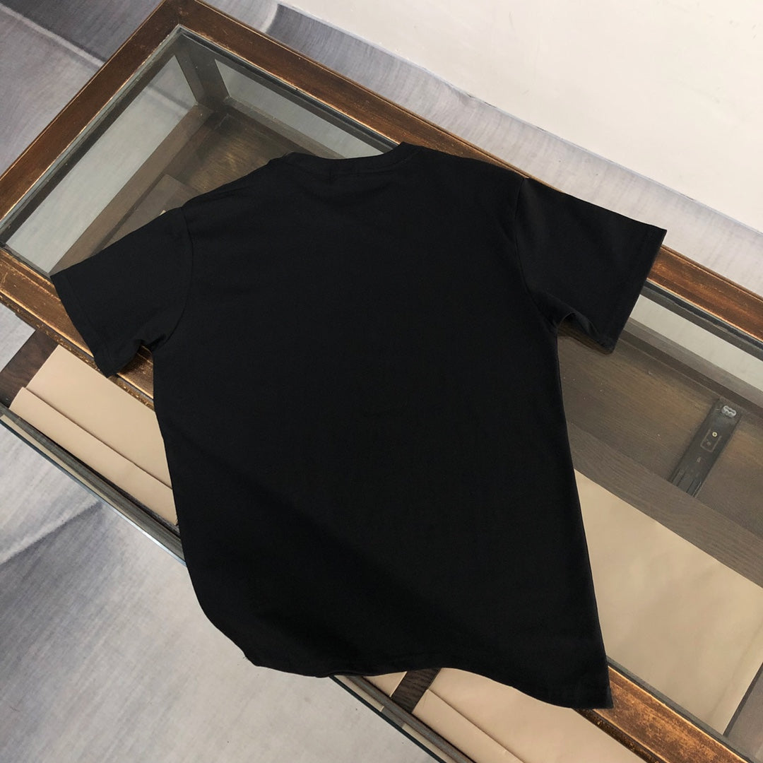 MONCLER T-Shirt – 2025 Official Collection Velour Logo Print – Black/White – Sizes S–XL