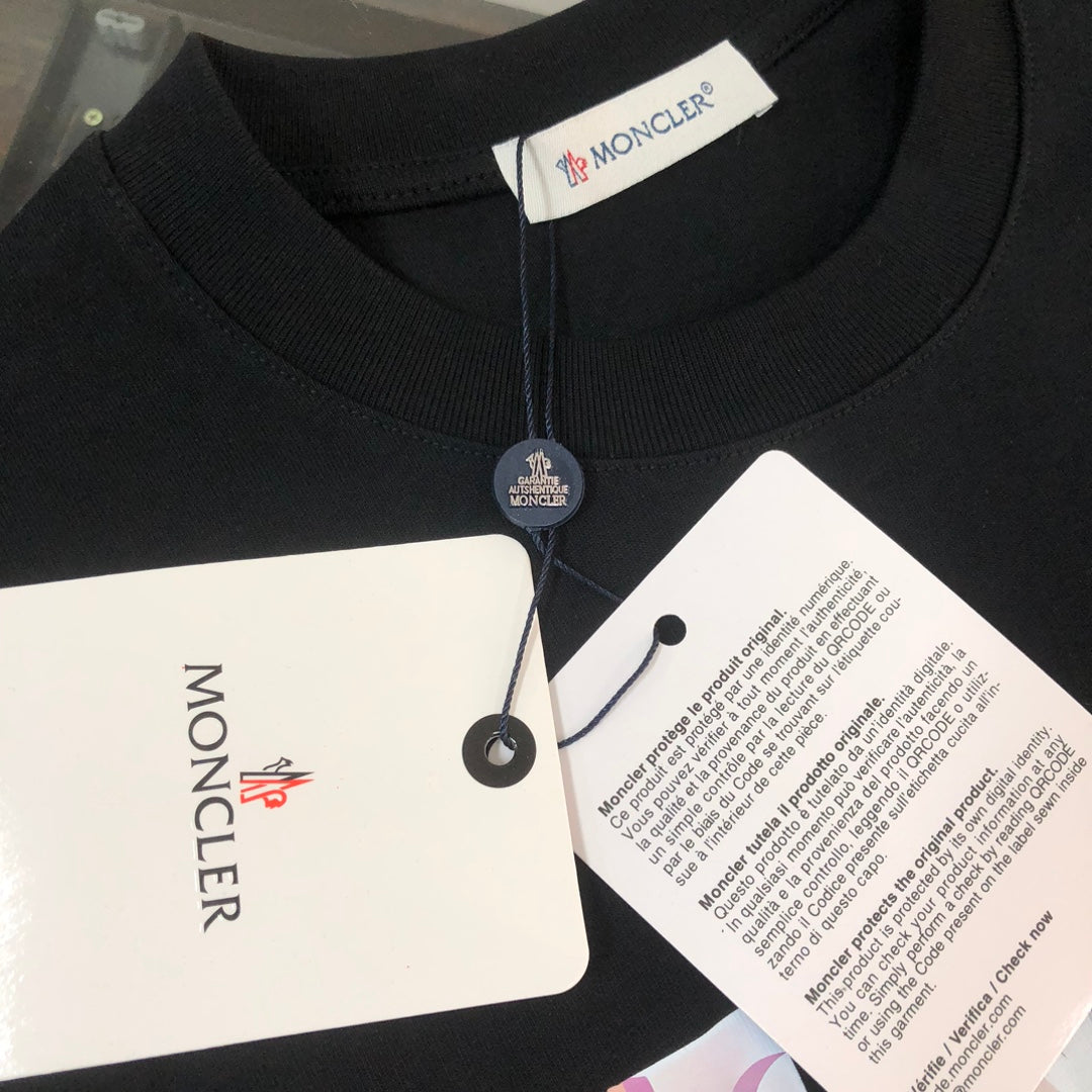 MONCLER 2025 New Couples Logo Print Crewneck T-Shirt S–XL Black/White/Dark Gray
