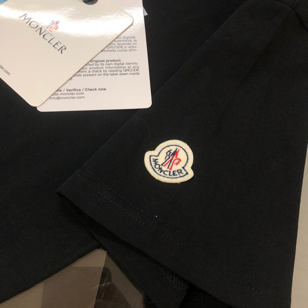 MONCLER 2025 New Couples Logo Print Crewneck T-Shirt S–XL Black/White/Dark Gray