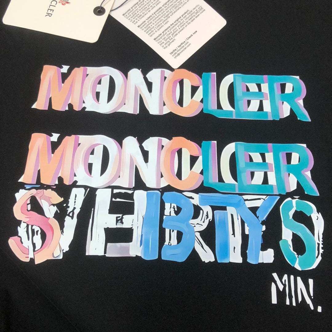 MONCLER 2025 New Couples Logo Print Crewneck T-Shirt S–XL Black/White/Dark Gray