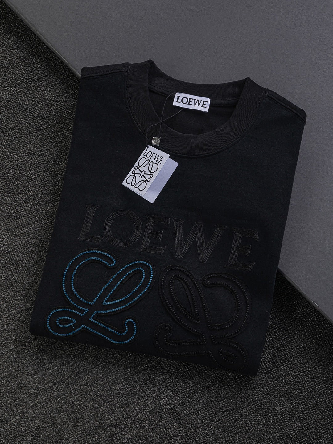 LOEWE 25SS Premium Embroidered Logo T-Shirt | S–XL | Black / White / Rose Red