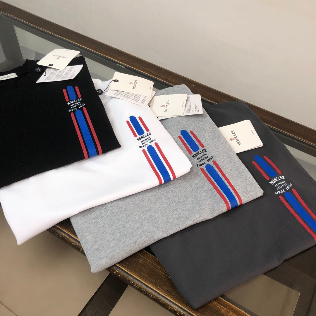 MONCLER 2025 New Couple Logo Print Graphic Crewneck T-Shirt