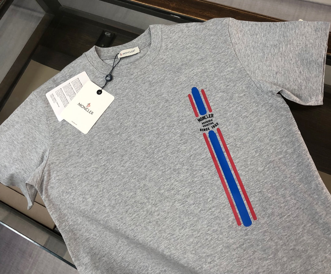MONCLER 2025 New Couple Logo Print Graphic Crewneck T-Shirt