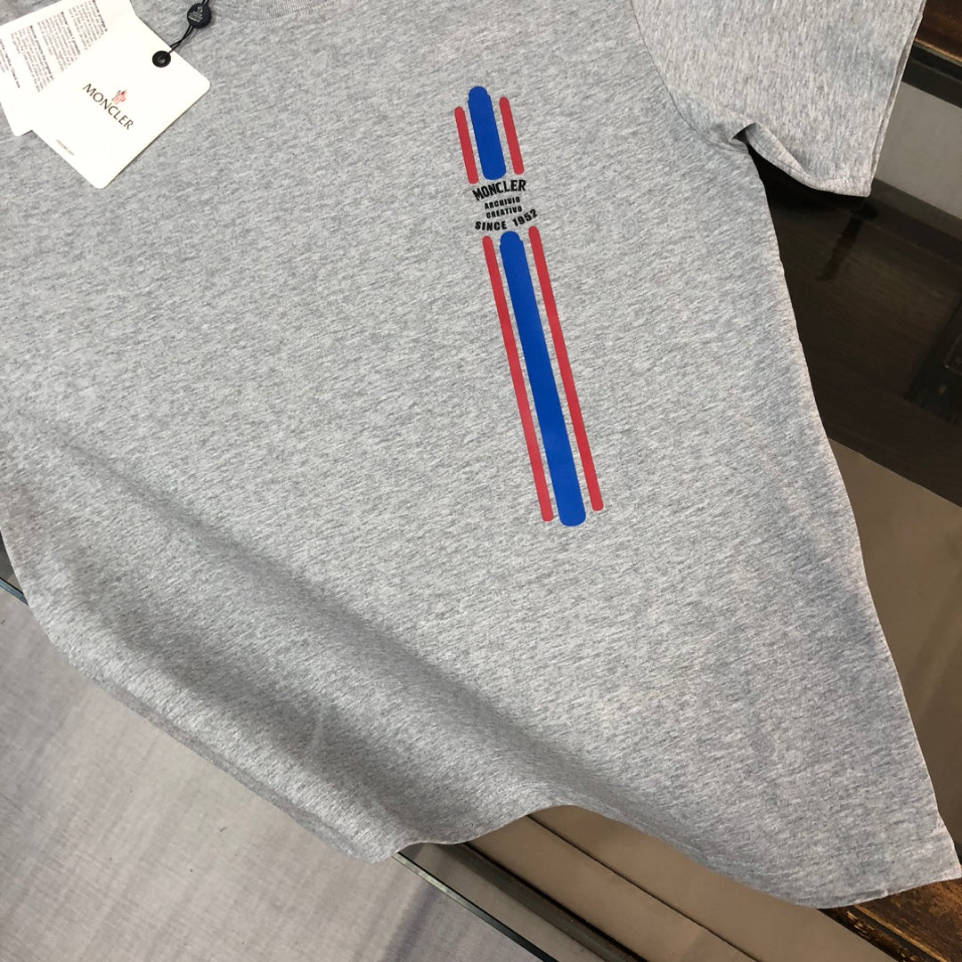 MONCLER 2025 New Couple Logo Print Graphic Crewneck T-Shirt