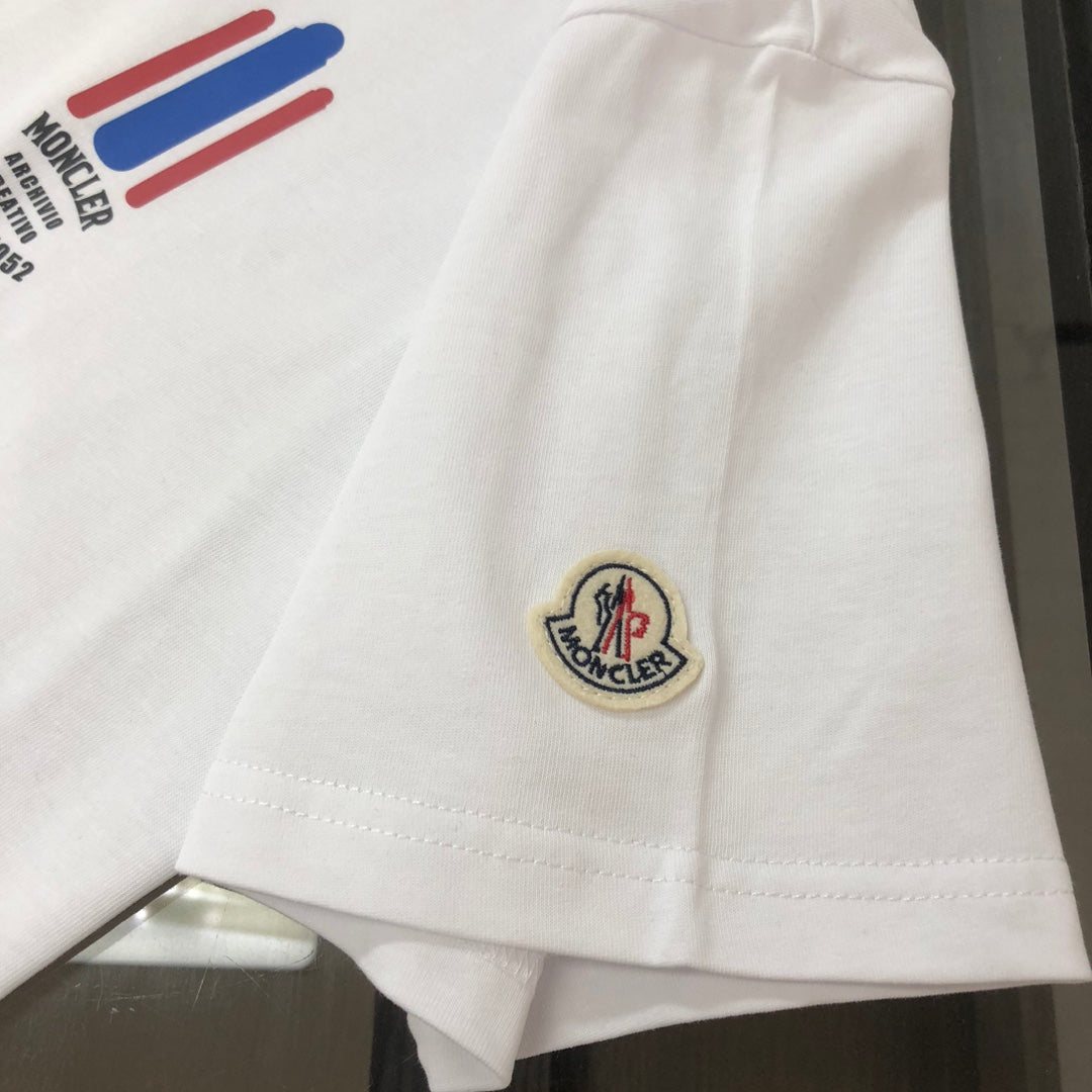 MONCLER 2025 New Couple Logo Print Graphic Crewneck T-Shirt