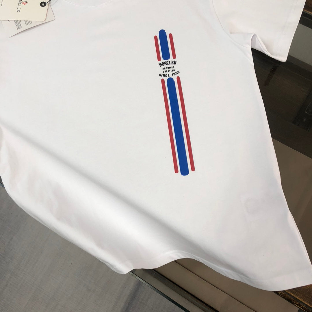 MONCLER 2025 New Couple Logo Print Graphic Crewneck T-Shirt