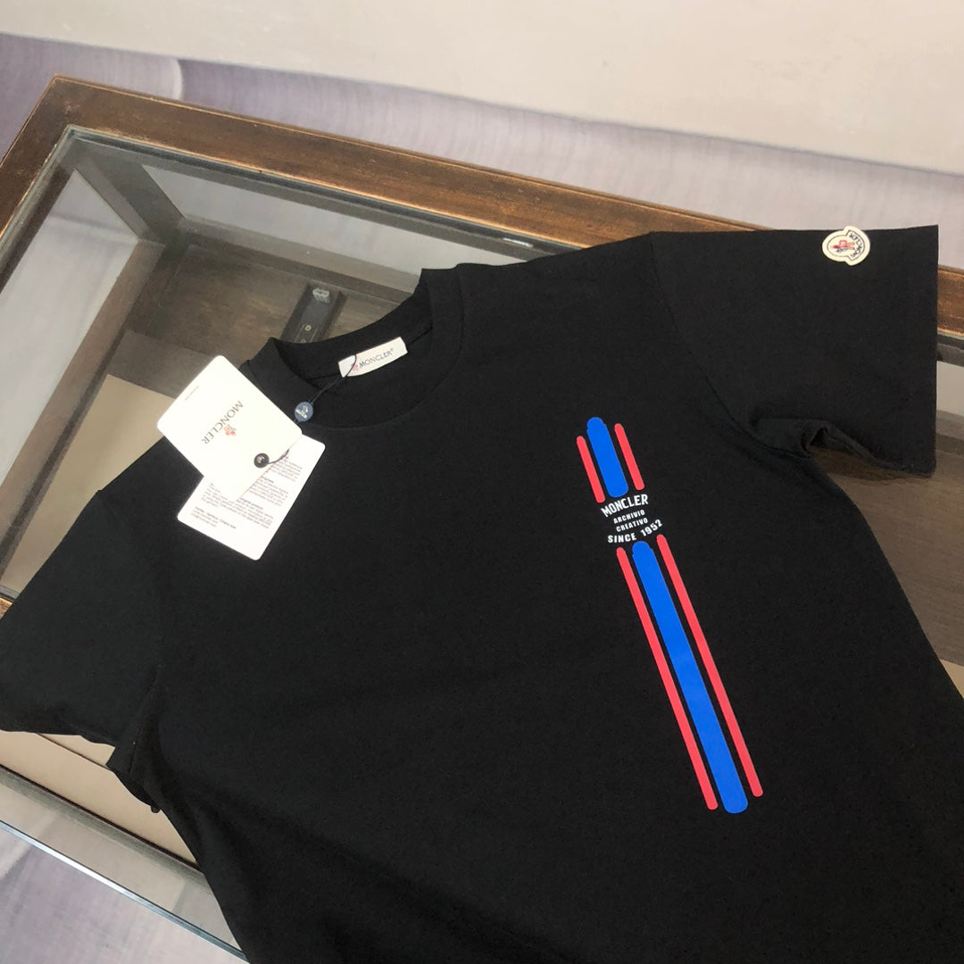 MONCLER 2025 New Couple Logo Print Graphic Crewneck T-Shirt