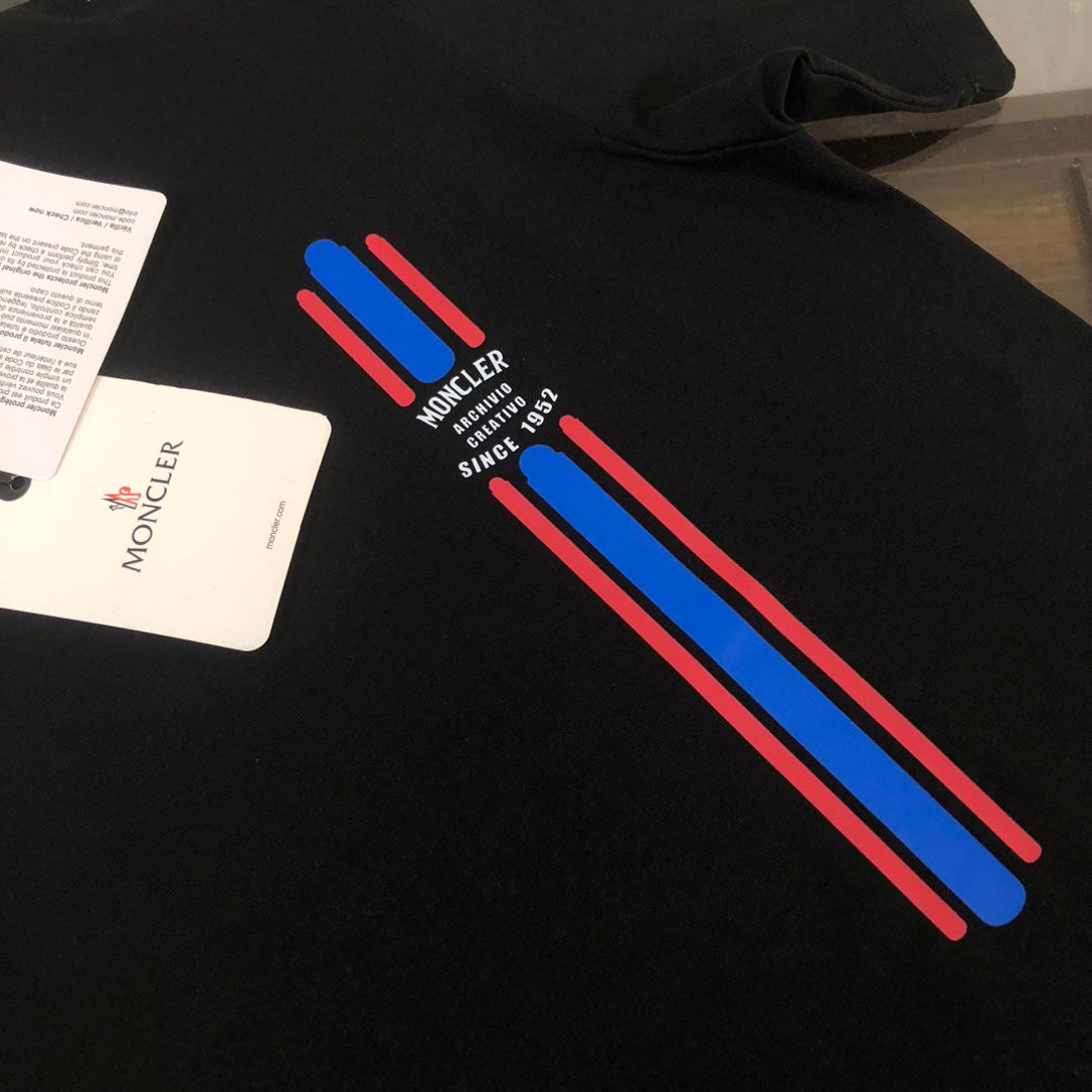MONCLER 2025 New Couple Logo Print Graphic Crewneck T-Shirt