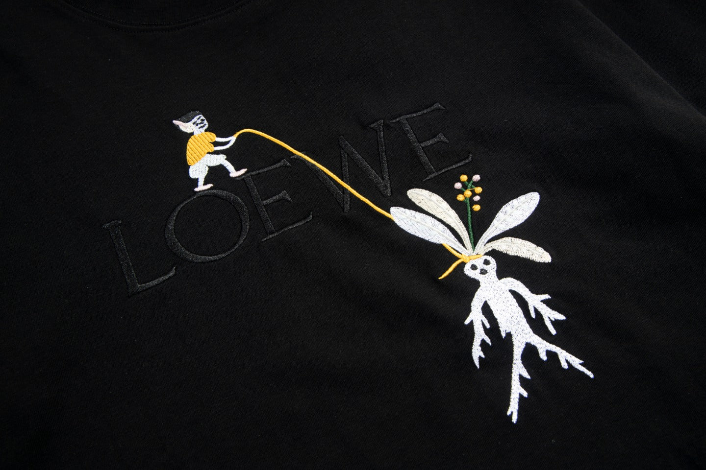 LOEWE 24SS Mandrake Embroidered T-Shirt | Unisex Cotton Tee | XS–L