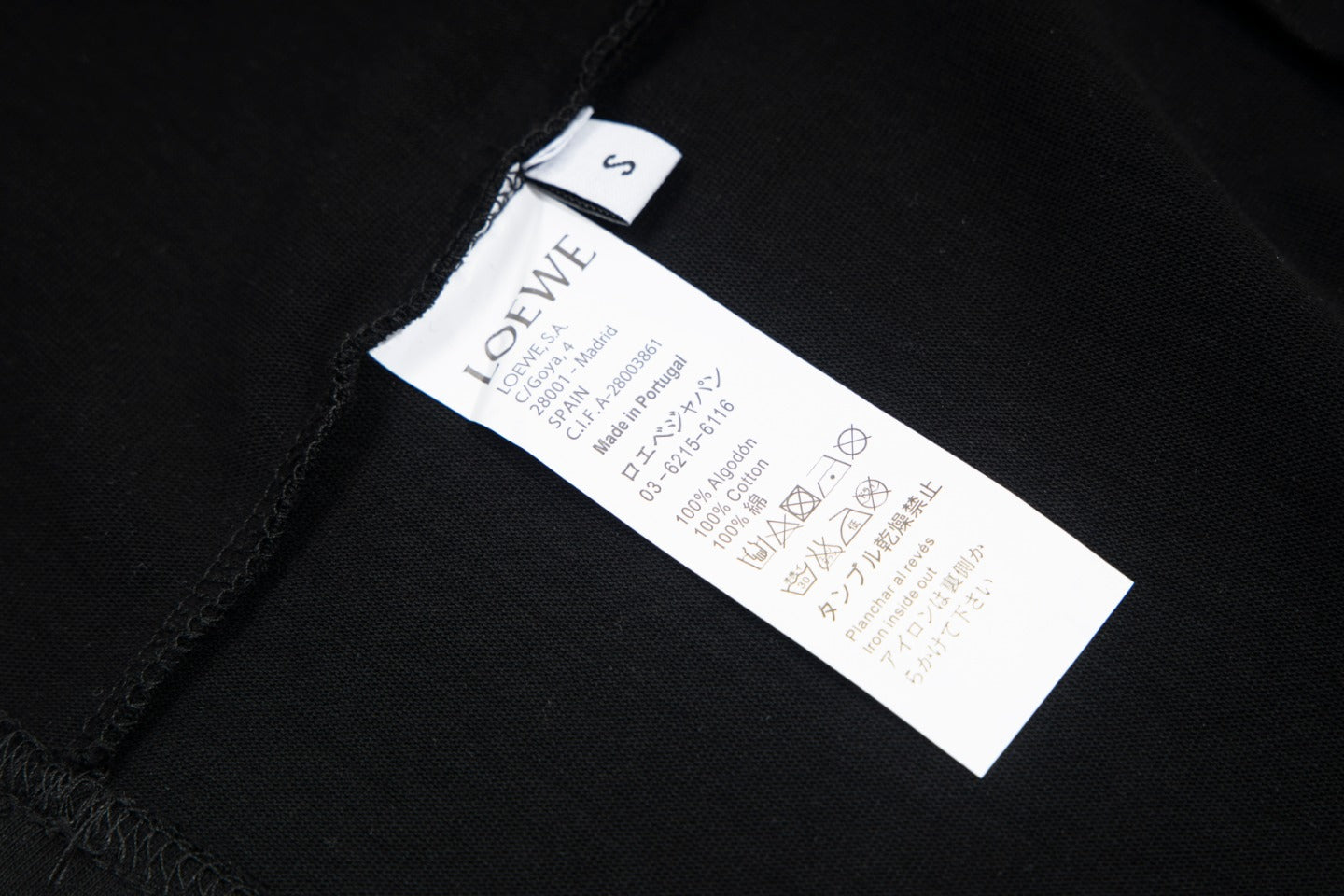 LOEWE 24SS Embossed Pocket T-Shirt | Unisex Cotton Tee | XS–L | Black/White